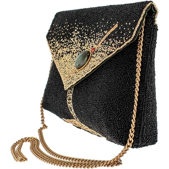 Elegant Olive-Inspired Beaded Clutch - Martini Glass Motif Evening Bag - Picture 4 of 6